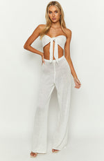 Disco White Sequin Knit Strapless Top Image