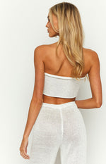 Disco White Sequin Knit Strapless Top Image