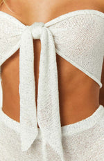 Disco White Sequin Knit Strapless Top Image