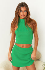 Dominica Green Rib Mini Skirt Image