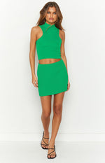 Dominica Green Rib Mini Skirt Image