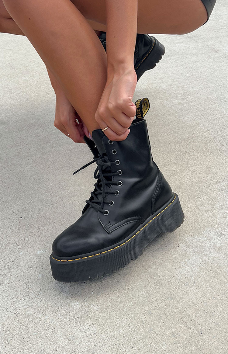 Dr. Martens Jadon 8 Eye Boot Black Polish Smooth Image