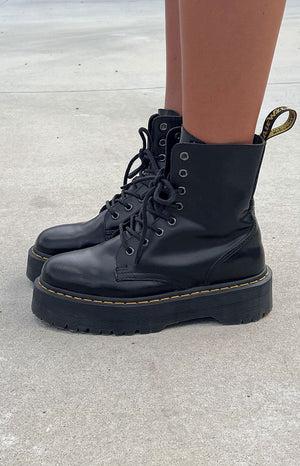 Dr. Martens Jadon 8 Eye Boot Black Polish Smooth