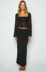 Dusk Black Chiffon Long Sleeve Top Image