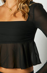 Dusk Black Chiffon Long Sleeve Top Image