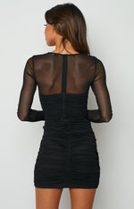 Estee Long Sleeve Mesh Party Dress Black Image