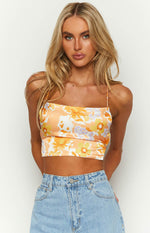 Ebony Orange Floral Crop Top Image