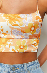 Ebony Orange Floral Crop Top Image