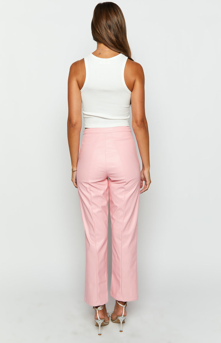 Elevate Pink PU Leather Pants Image