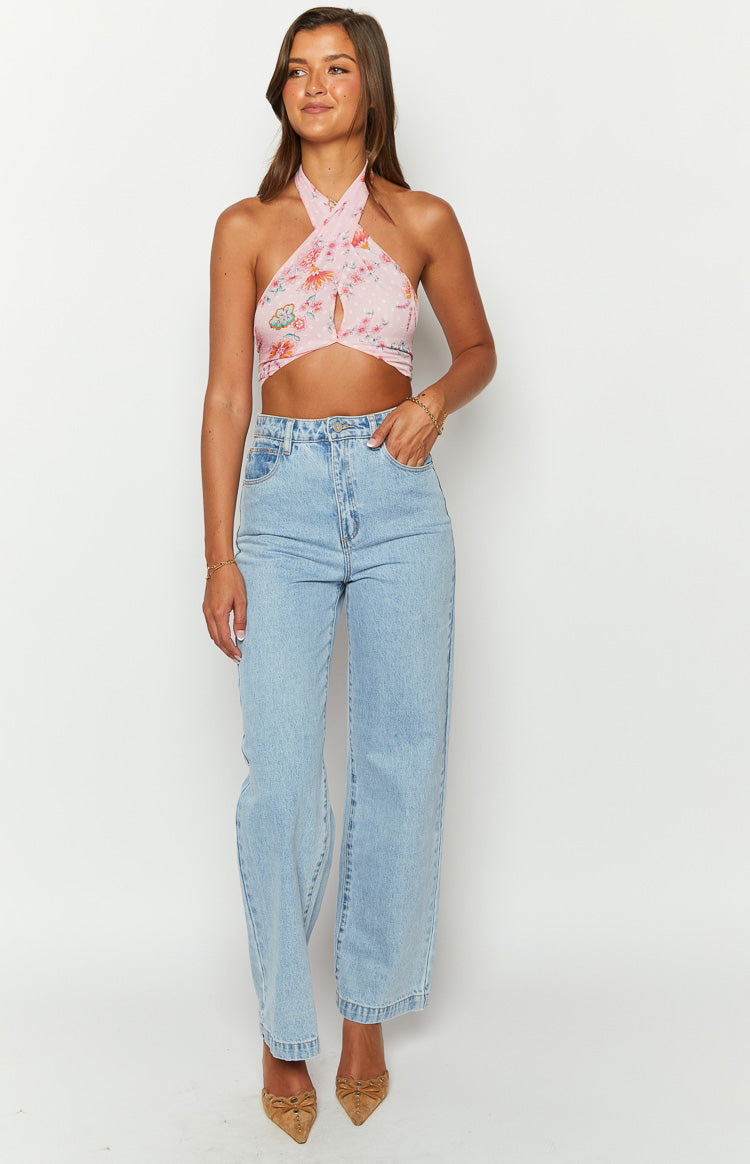 Elijah Pink Floral Crop Top Image