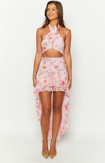 Elijah Pink Floral Maxi Skirt Image