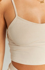 Elin Beige Rib Singlet Top Image