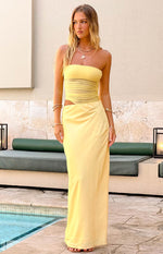 Elinor Yellow Satin Maxi Dress Image