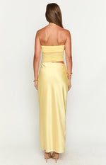 Elinor Yellow Satin Maxi Dress Image