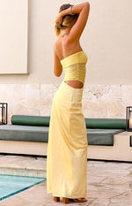 Elinor Yellow Satin Maxi Dress Image