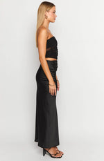 Elinor Black Satin Maxi Dress Image