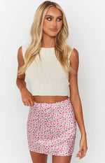 Eliza Pink Floral Mini Skirt Image