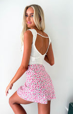 Eliza Pink Floral Mini Skirt Image