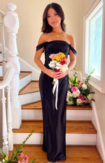 Ella Black Off Shoulder Formal Maxi Dress Image