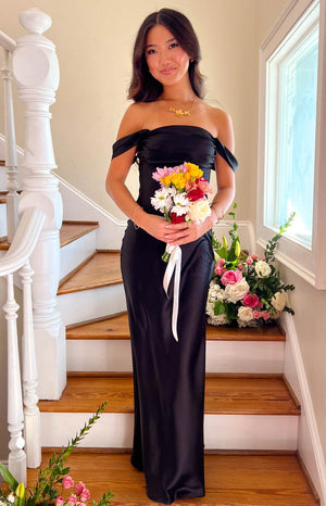 Ella Black Off Shoulder Formal Maxi Dress