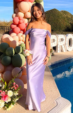 Ella Lilac Off Shoulder Maxi Formal Dress Image