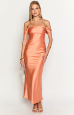 Ella Orange Off Shoulder Formal Dress Image