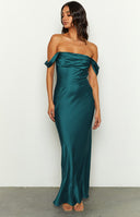 Ella Teal Off Shoulder Formal Maxi Dress