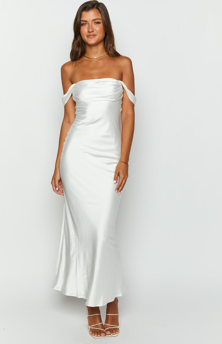 Ella White Off Shoulder Formal Dress Image