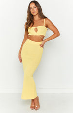 Ellah Yellow Knit Midi Skirt Image