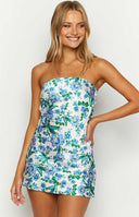 Ellie Blue Floral Strapless Mini Dress