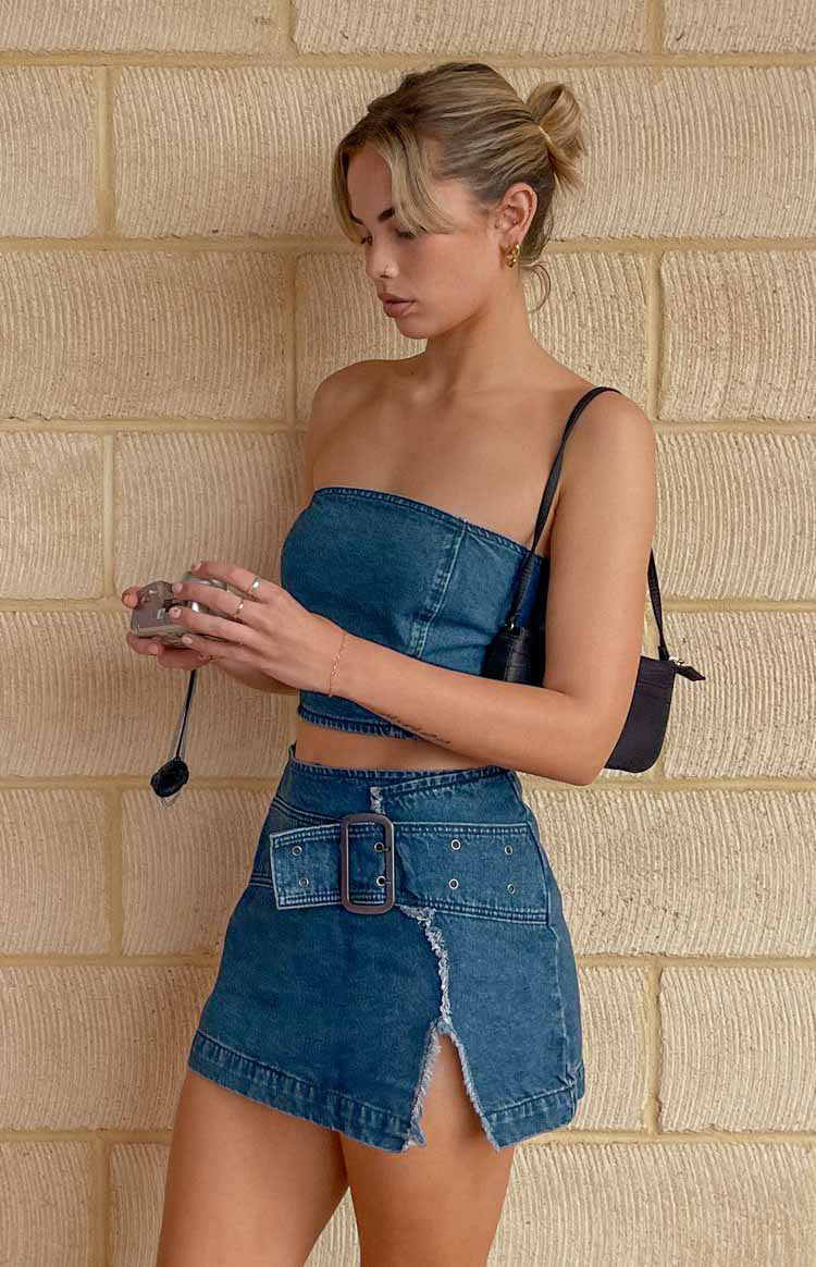 Elouise Buckle Denim Mini Skirt Image