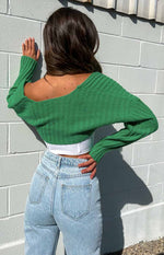 Elsa Green Rib Knit Bolero Image