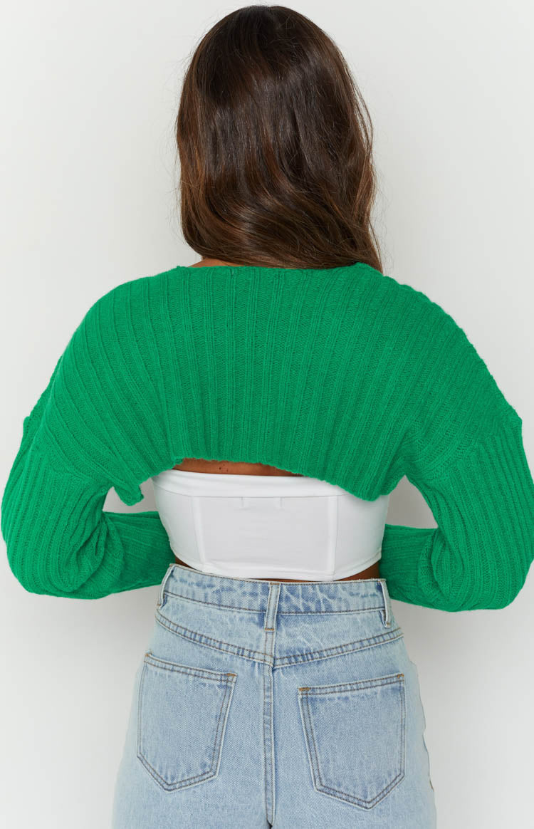 Elsa Green Rib Knit Bolero Image