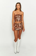 Emiko Bronze Sequin Mini Skirt Image