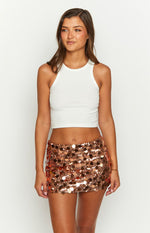 Emiko Bronze Sequin Mini Skirt Image