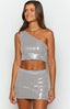 Emiko Grey Sequin Mini Skirt