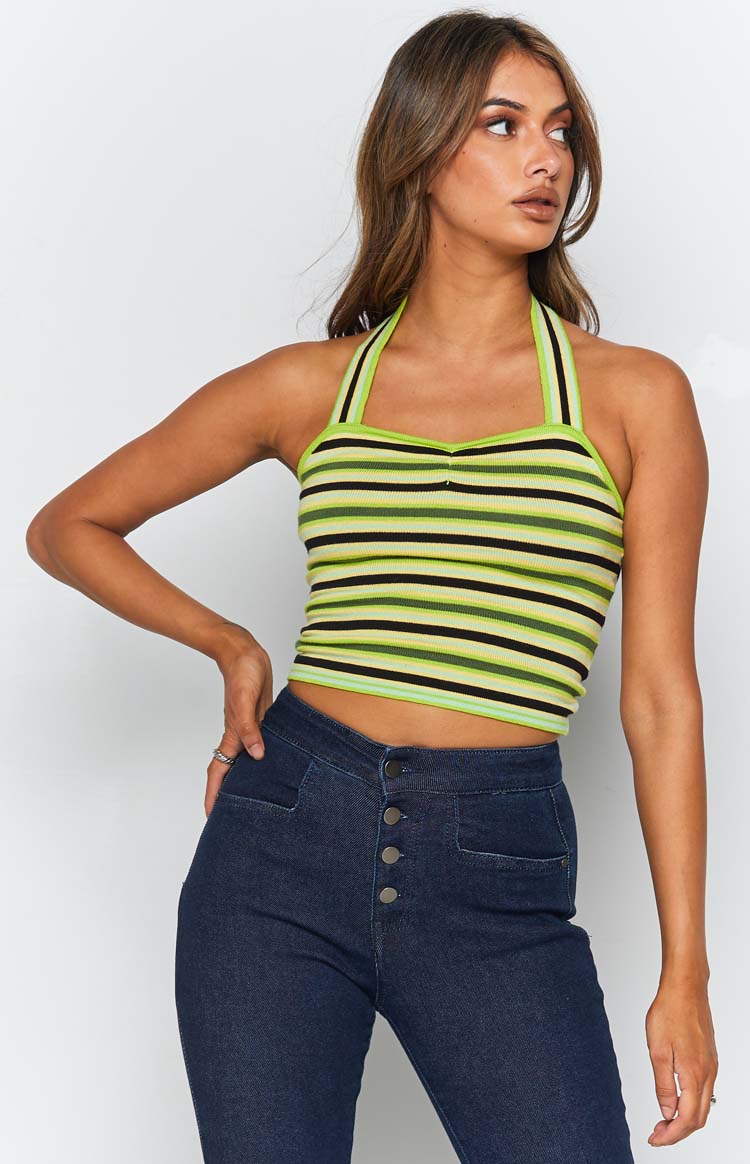 Enforcer Striped Halter Top Yellow Image