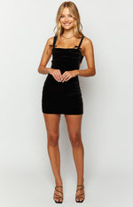 Erica Black Velvet Mini Dress Image