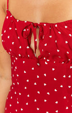 Everlong Red Heart Print Mini Dress Image