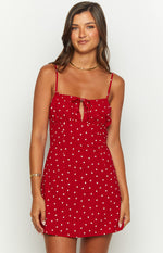 Everlong Red Heart Print Mini Dress Image