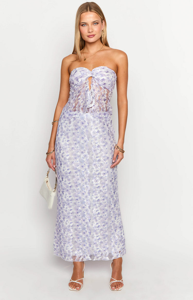 Faint Purple Lace Maxi Skirt Image