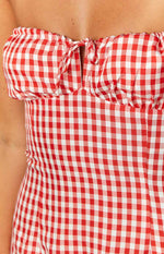 Faith Red Gingham Strapless Mini Dress Image