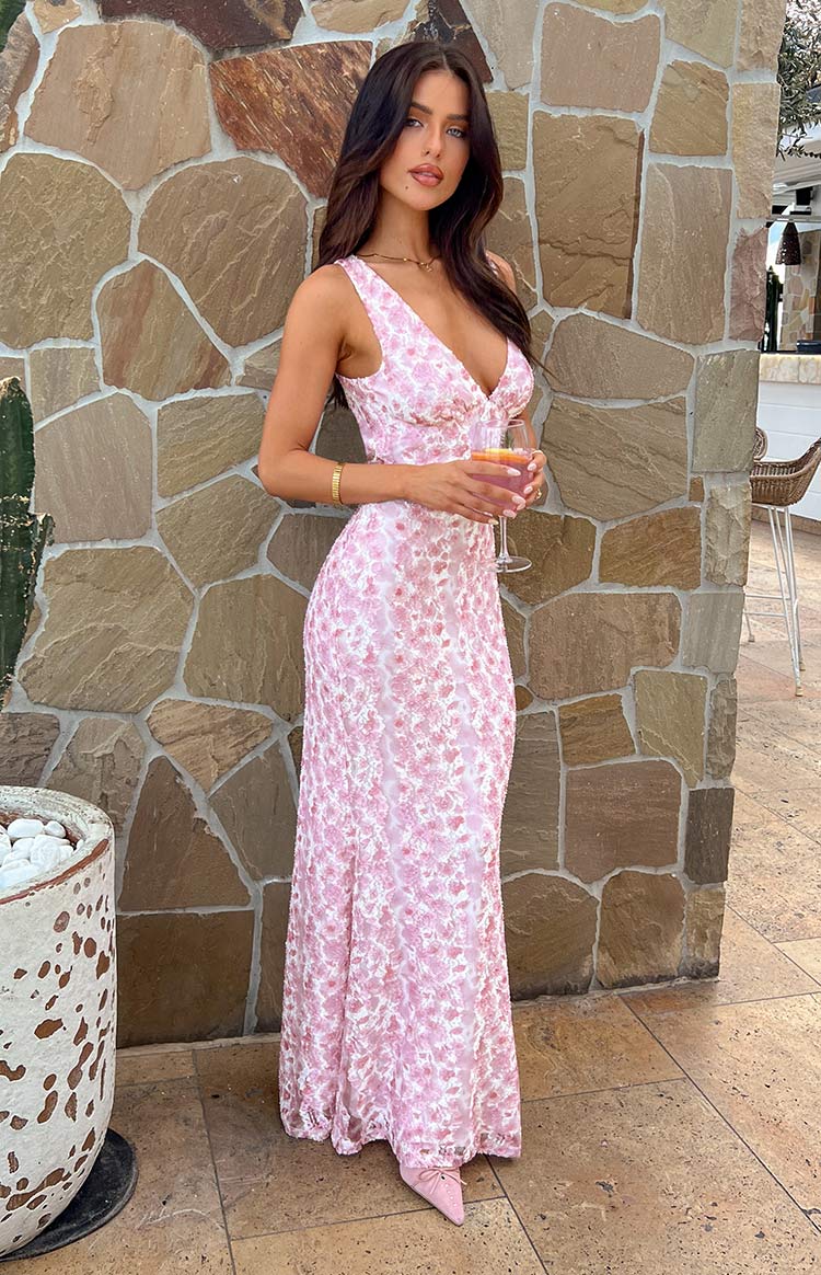 Farida Pink Lace Maxi Dress Image