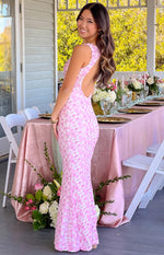 Farida Pink Lace Maxi Dress Image