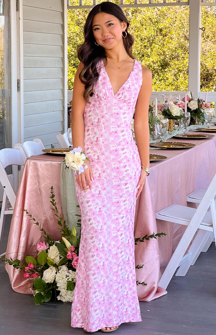 Farida Pink Lace Maxi Dress Image