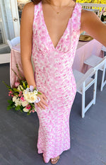 Farida Pink Lace Maxi Dress Image