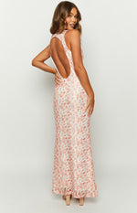 Farida Peach Lace Maxi Dress Image