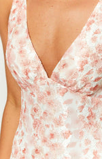 Farida Peach Lace Maxi Dress Image