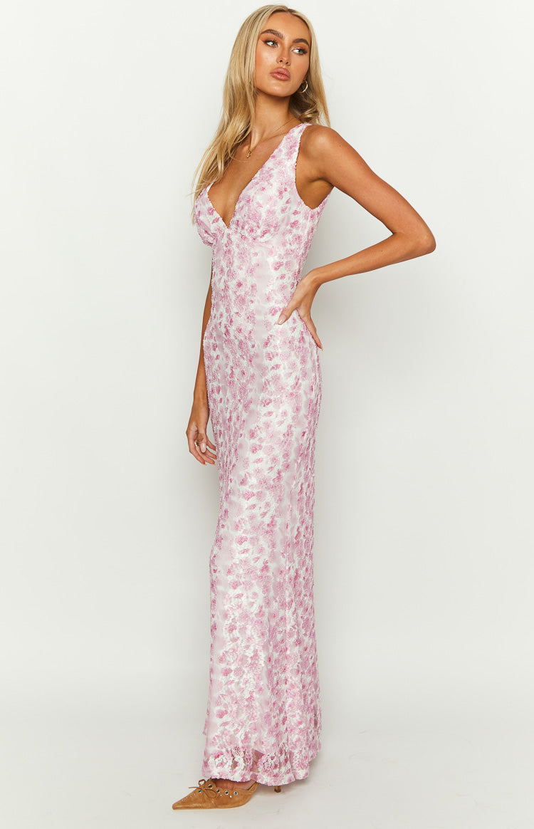 Farida Pink Lace Maxi Dress Image