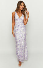 Farida Purple Lace Maxi Dress Image